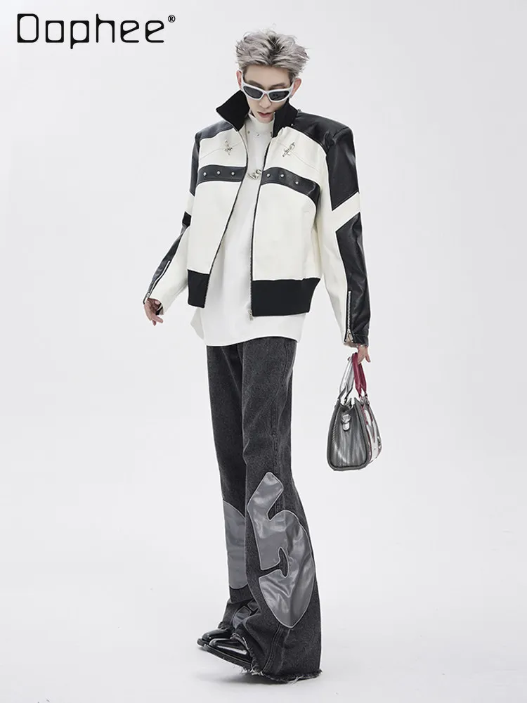 Spring Autumn New American Retro Biker Style Men Black White Silver Metal Buckle Short Stand Collar PU Leather Jacket
Spring Autumn New American Retro Biker Style Men Black White Silver Metal Buckle Short Stand Collar PU Leather Jacket