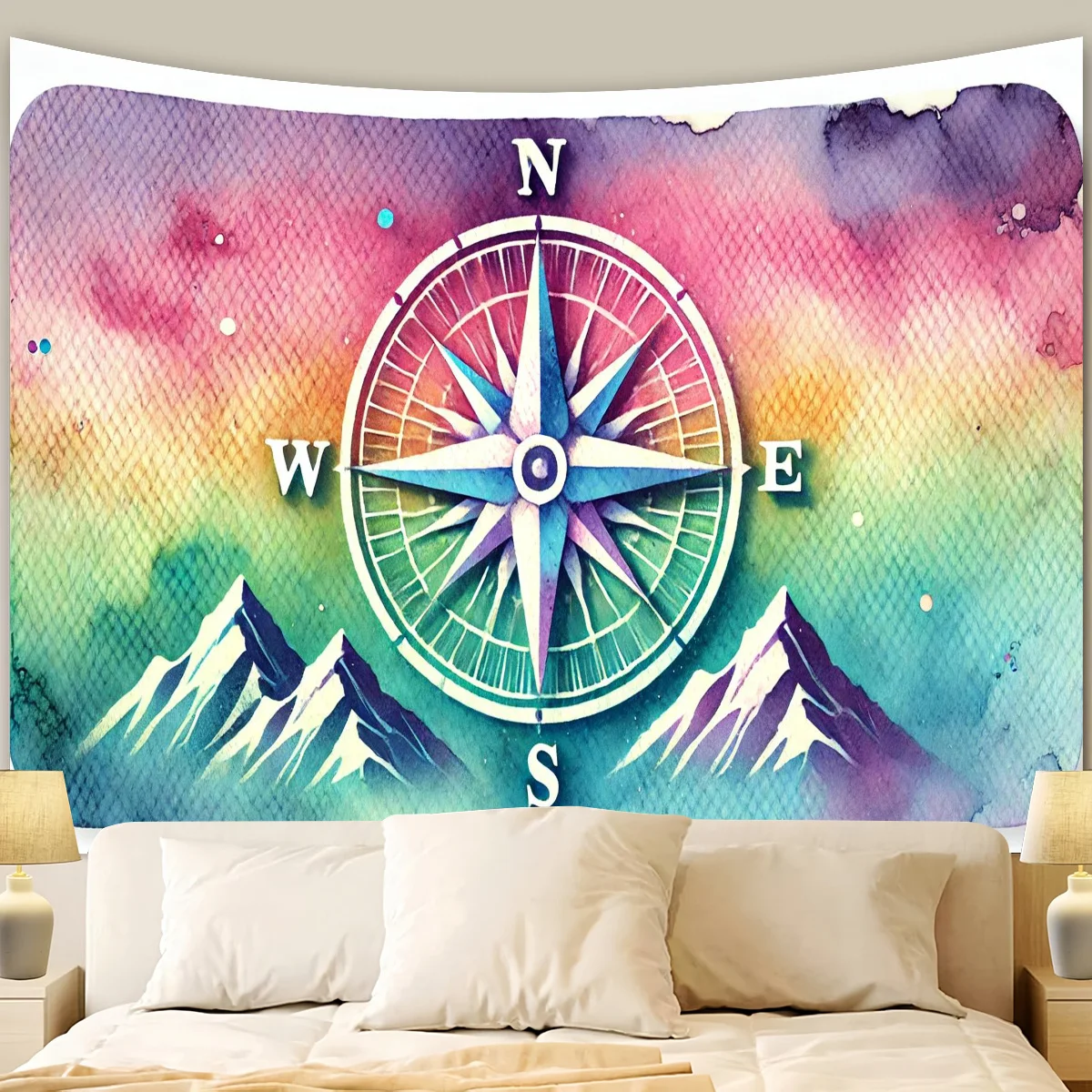 1pc Tapestry - Watercolor Compass with Mountain Range for Home Decoration, Perfect for Living Room or Bedroom Wall Art
1pc Tapestry - Watercolor Compass with Mountain Range for Home Decoration, Perfect for Living Room or Bedroom Wall Art
