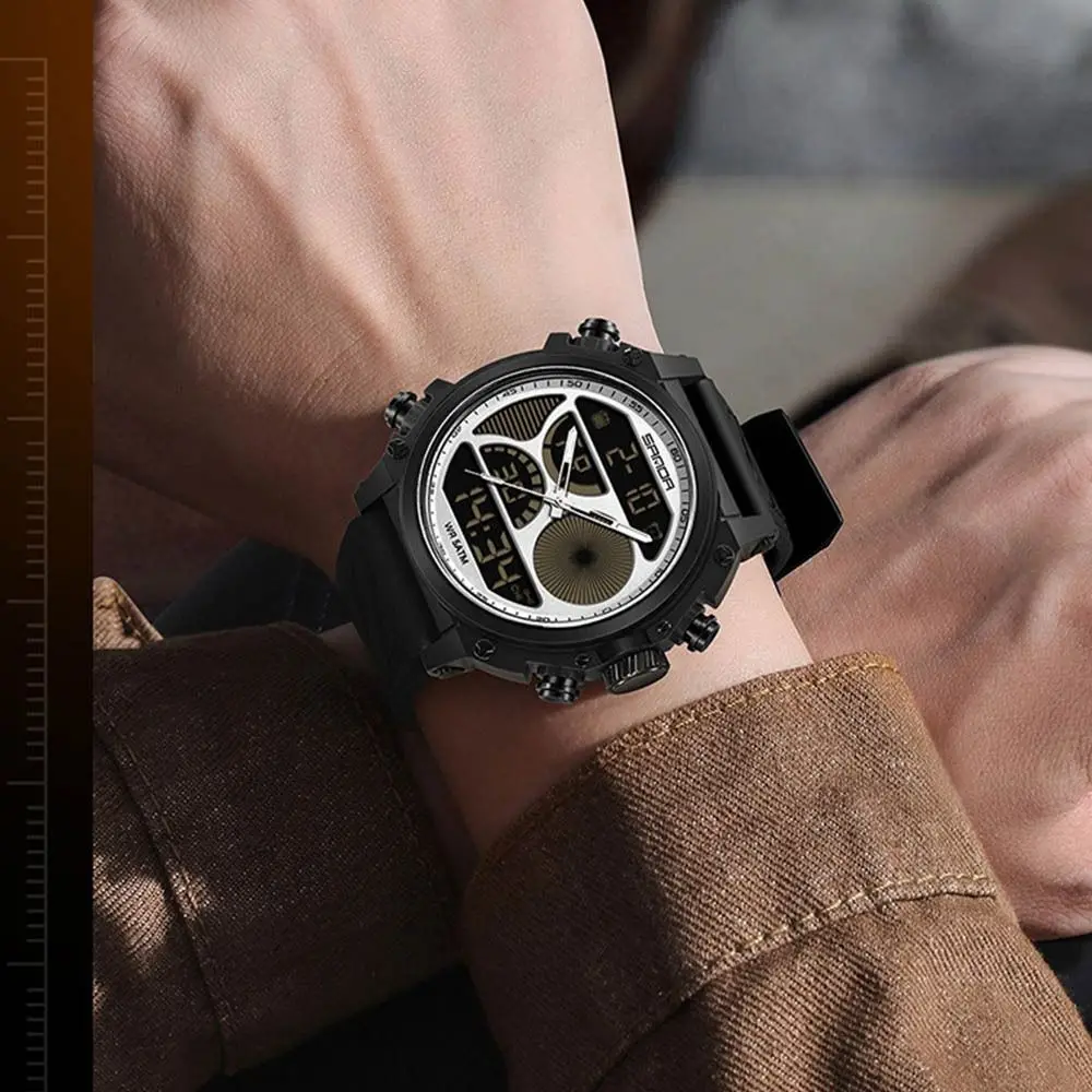 Waterproof Men's Quartz Watch Noctilucent Big Dial Sports Electronic Watch Dual Display Creative Noctilucent Wristwatch Business
Waterproof Men's Quartz Watch Noctilucent Big Dial Sports Electronic Watch Dual Display Creative Noctilucent Wristwatch Business