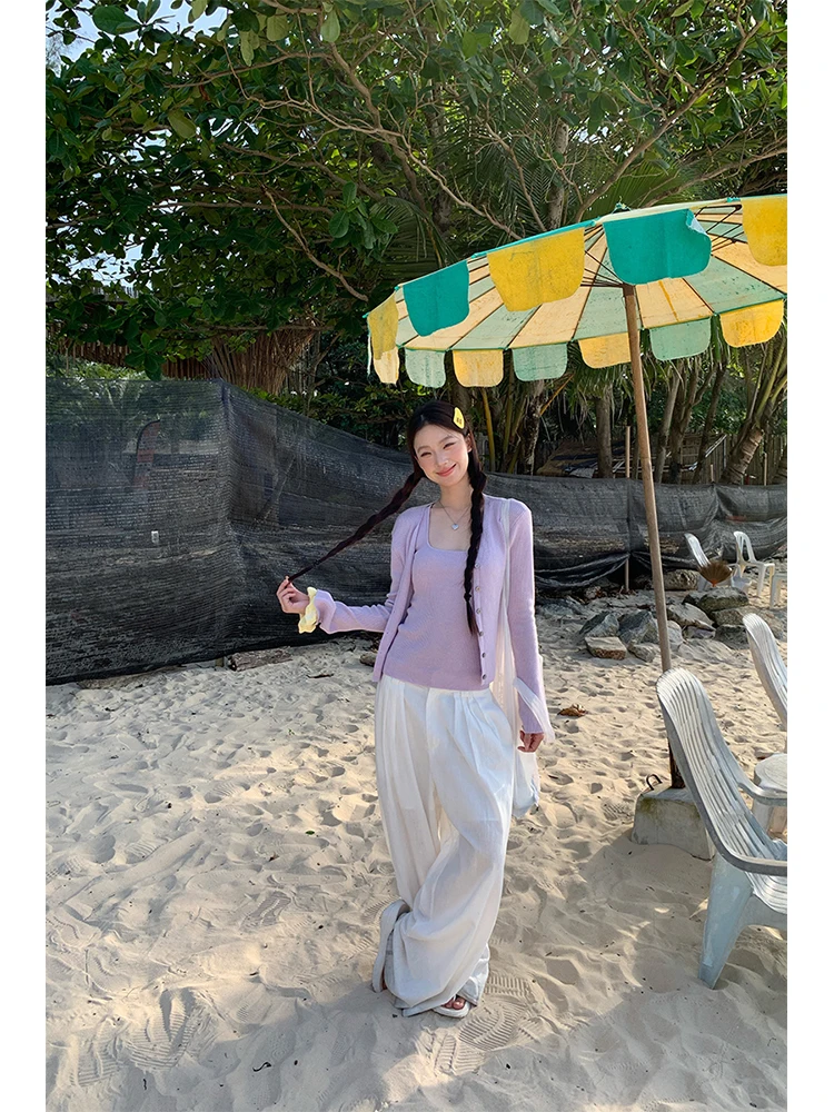 Женский вязаный кардиган Ele Purple в корейском стиле, весенний, модный, прямого кроя, повседневный, с V-образным вырезом, с длинными рукавами
Женский вязаный кардиган Ele Purple в корейском стиле, весенний, модный, прямого кроя, повседневный, с V-образным вырезом, с длинными рукавами