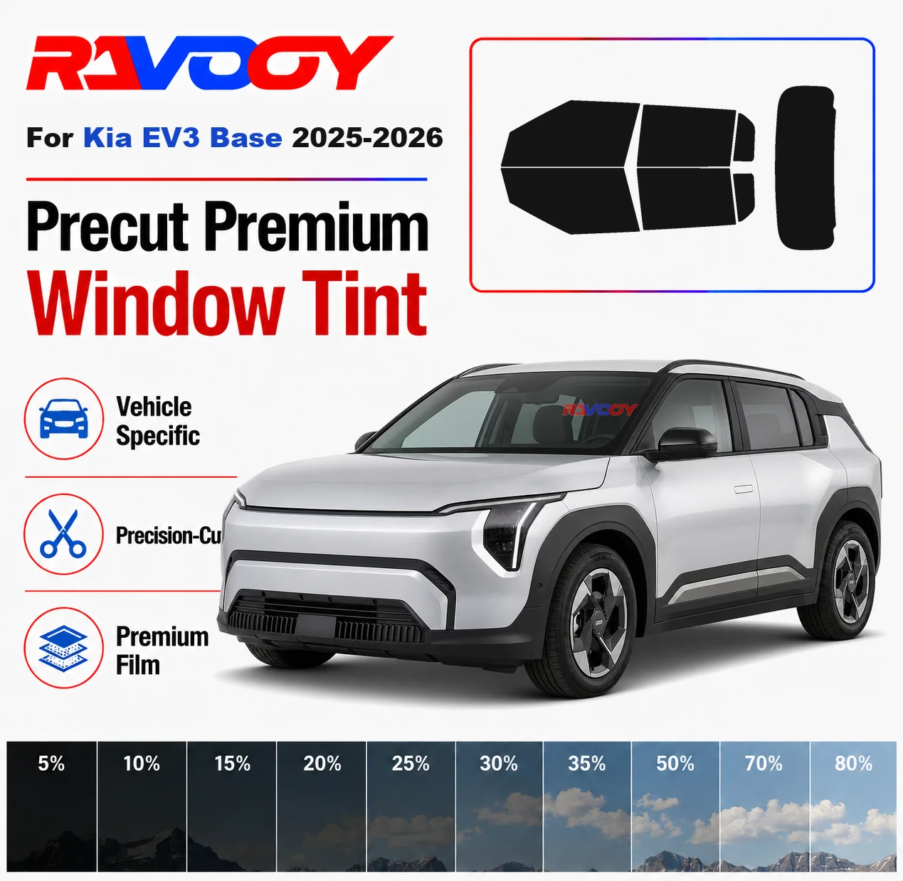 Premium Precut Window Tint Kit Front Windows Rear Windows Rear Windshield For Kia EV3 Base 2025-2026 Car Solar Nano Ceramic Film
Premium Precut Window Tint Kit Front Windows Rear Windows Rear Windshield For Kia EV3 Base 2025-2026 Car Solar Nano Ceramic Film