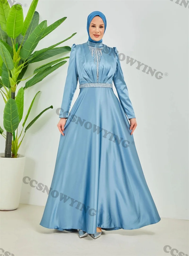 Satin Appliques Beaded Hijab Muslim Evening Dresses Long Sleeve High Neck Islamic Formal Party Gown Arabic Dubai Robes De Soirée
Satin Appliques Beaded Hijab Muslim Evening Dresses Long Sleeve High Neck Islamic Formal Party Gown Arabic Dubai Robes De Soirée