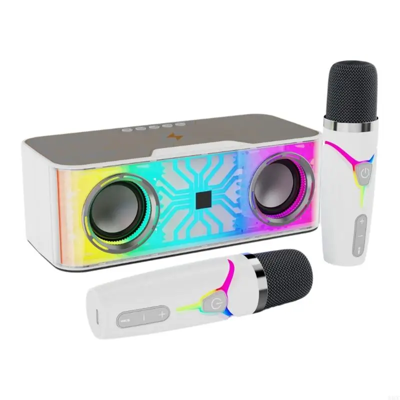 83CC Portable Bluetooth-compatible Speakers with Two Horns, Microphones and Ambients Lighting for Enhances Sound Experiences
83CC Portable Bluetooth-compatible Speakers with Two Horns, Microphones and Ambients Lighting for Enhances Sound Experiences