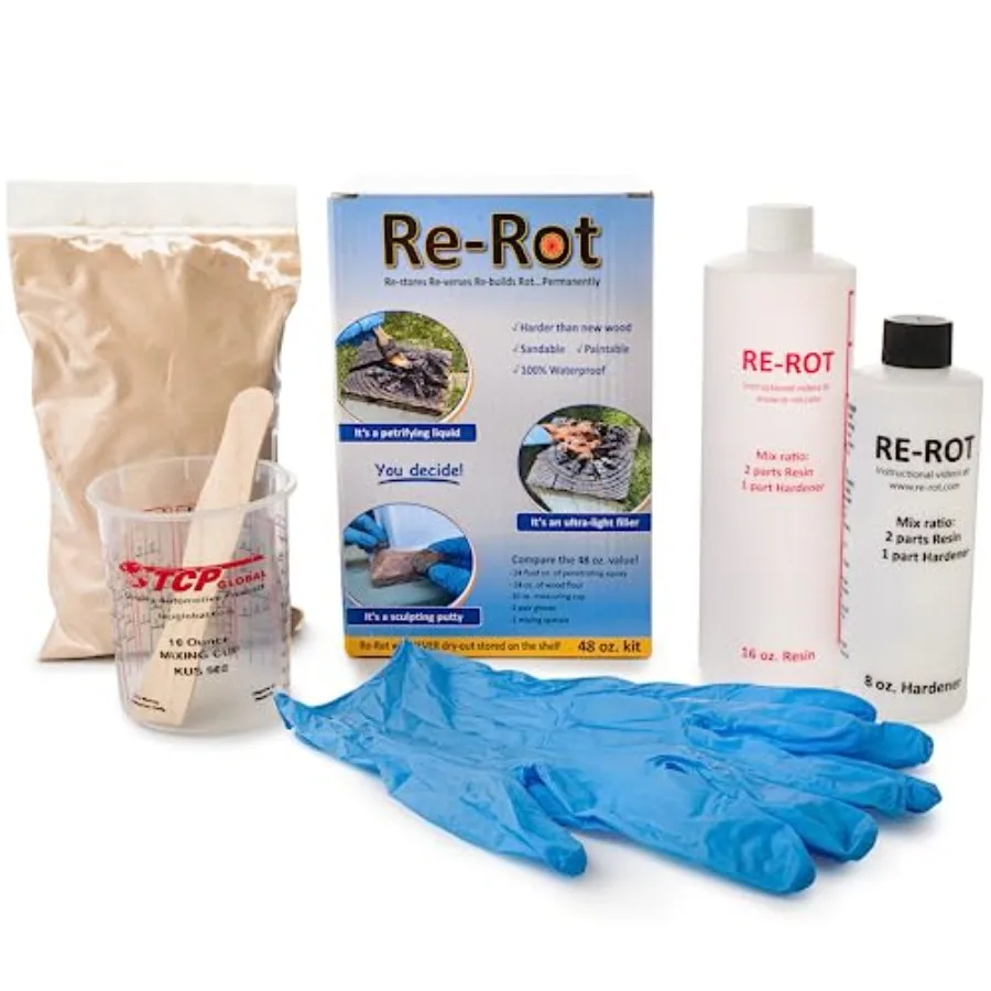 Re-Rot 48 Volume oz Kit - 24 oz 2 Component Liquid/24 oz Filler - Repairs Rot Quickly and Easily, Restores Strength, Rebuilds M
Re-Rot 48 Volume oz Kit - 24 oz 2 Component Liquid/24 oz Filler - Repairs Rot Quickly and Easily, Restores Strength, Rebuilds M