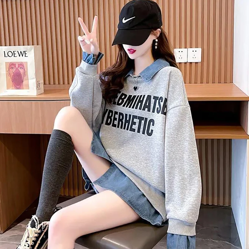 Fashion Lapel Printed Spliced Fake Two Pieces T-Shirt Female Clothing 2023 Autumn Winter Oversized Casual Tops Korean Tee Shirt
Fashion Lapel Printed Spliced Fake Two Pieces T-Shirt Female Clothing 2023 Autumn Winter Oversized Casual Tops Korean Tee Shirt