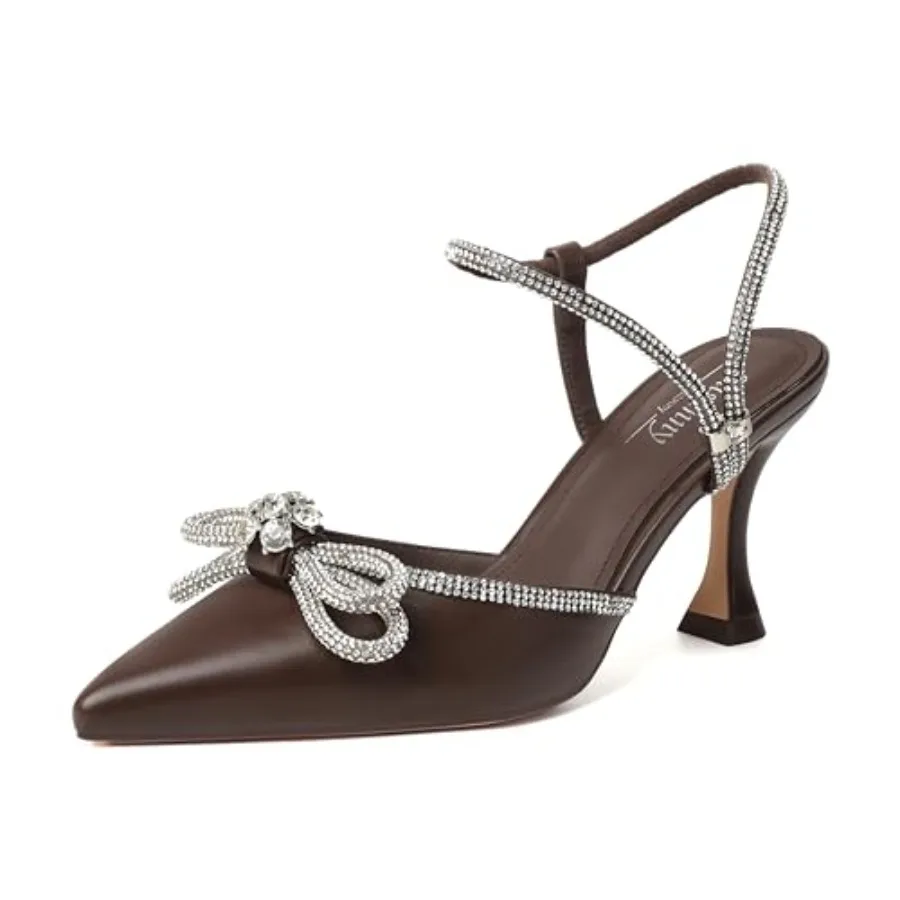 Susanny Women's Closed Toe Rhinstone Wedding Low Heel Slingback Clear Kitten Heels, Adjustable Strap Pointed Toe Bow Pumps High
Susanny Women's Closed Toe Rhinstone Wedding Low Heel Slingback Clear Kitten Heels, Adjustable Strap Pointed Toe Bow Pumps High