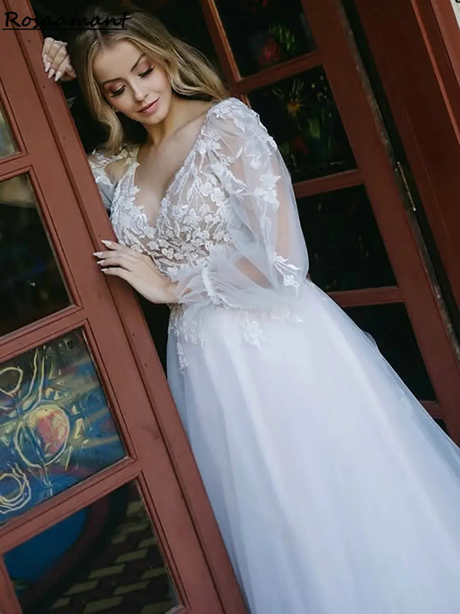 2025 Illusion Long Sleeve A-Line Wedding Dresses V-Neck Open Back Appliques Lace Bridal Gowns Robe De Mariée
2025 Illusion Long Sleeve A-Line Wedding Dresses V-Neck Open Back Appliques Lace Bridal Gowns Robe De Mariée