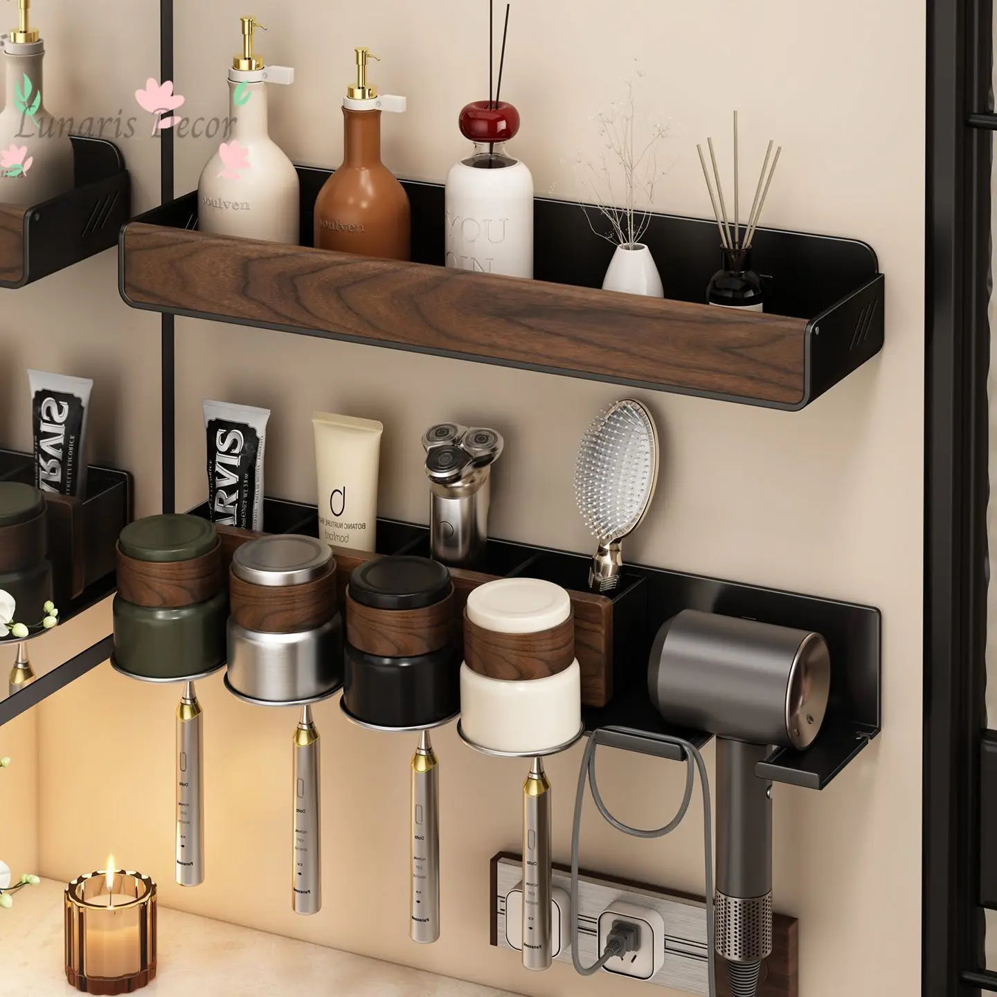 Bathroom Shelf Walnut Hair Dryer Toothbrush Holder No Punching Wash Table Mouthwash Cup Storage Shelf
Bathroom Shelf Walnut Hair Dryer Toothbrush Holder No Punching Wash Table Mouthwash Cup Storage Shelf