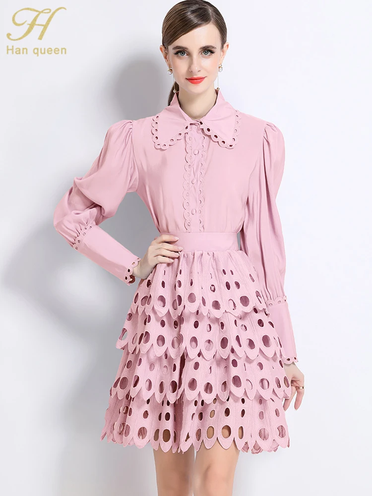 H Han Queen Elegant French Retro Casual Skirt Suit Outfit Women Long Sleeve Tops + A-Line Skirts Office Clothing 2 Piece Sets 
H Han Queen Elegant French Retro Casual Skirt Suit Outfit Women Long Sleeve Tops + A-Line Skirts Office Clothing 2 Piece Sets
