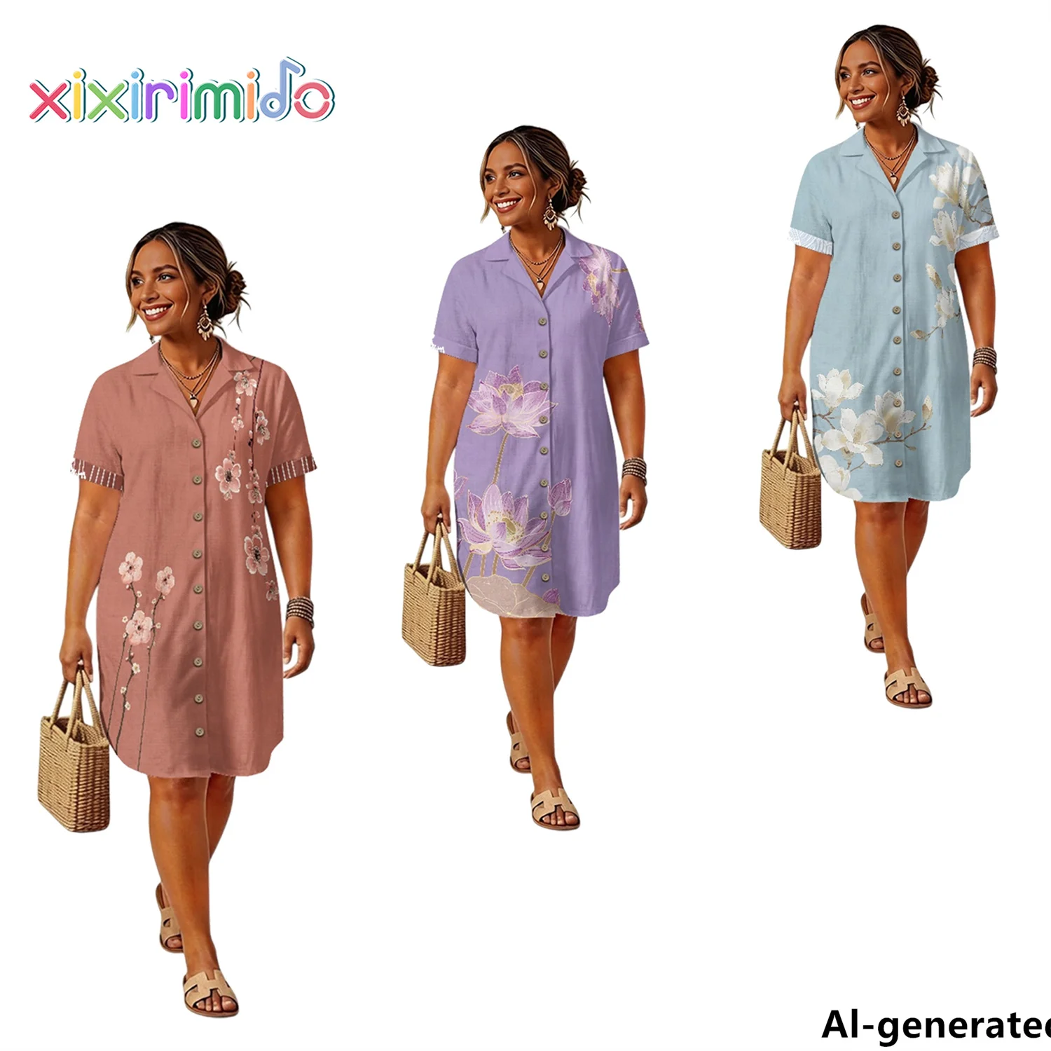 XIXIRIMIDO Summer Women's Vintage Print Linen Casual Button-Down Short Sleeve Shirt Dress with Pockets Summer Beach Vacation
XIXIRIMIDO Summer Women's Vintage Print Linen Casual Button-Down Short Sleeve Shirt Dress with Pockets Summer Beach Vacation