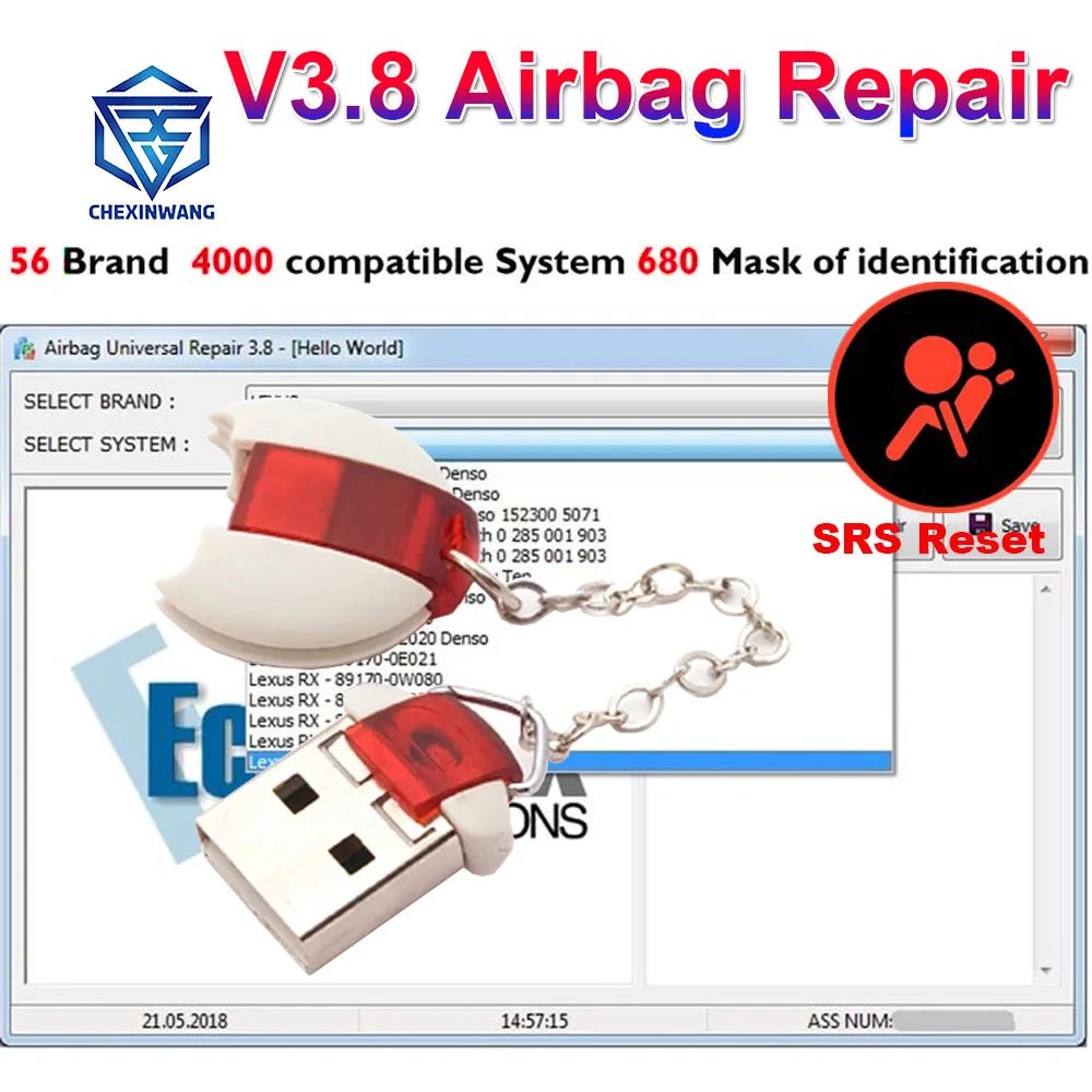 Airbag Reset Tool V3.8 Airbag Universal Repair ECU Programmer of Airbag Obd2 Car Diagnostic Software 56 Brands
Airbag Reset Tool V3.8 Airbag Universal Repair ECU Programmer of Airbag Obd2 Car Diagnostic Software 56 Brands