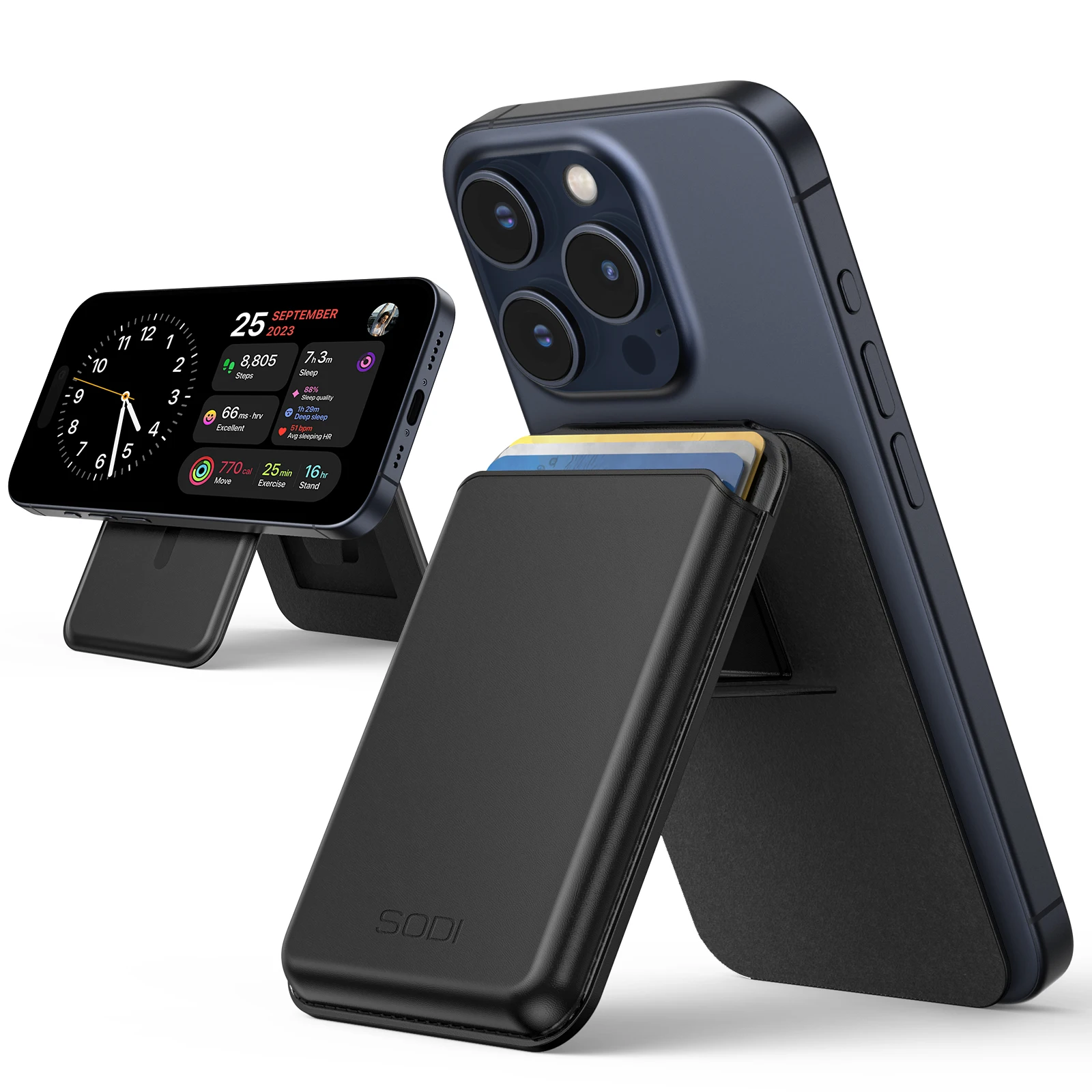SODI Magnetic Card Holder for Phone Case Leather Wallet Stand for Tripod Foldable MagSafe Wallet for iPhone 16/15/14/13/12
SODI Magnetic Card Holder for Phone Case Leather Wallet Stand for Tripod Foldable MagSafe Wallet for iPhone 16/15/14/13/12