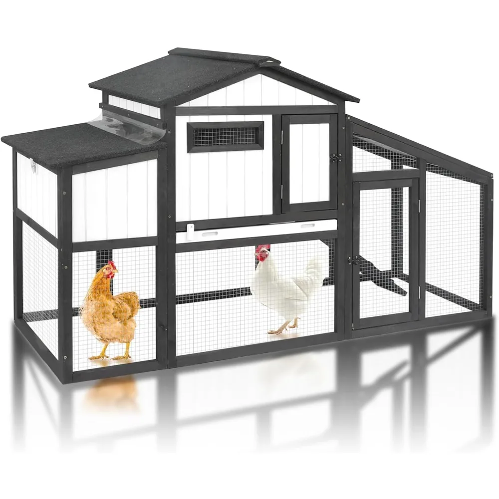65“L Chicken Coop and Run, 2 Story Hen House with Nesting Box, Poultry Cage for 1-3 Chickens Ducks Rabbits with Removable Tray
65“L Chicken Coop and Run, 2 Story Hen House with Nesting Box, Poultry Cage for 1-3 Chickens Ducks Rabbits with Removable Tray