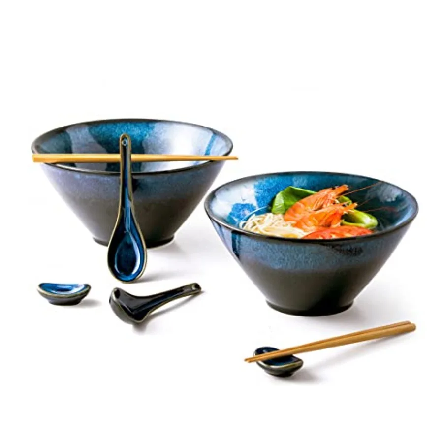 Large Salad Soup Ramen Serving Bowls Ceramic Japanese Ramen Noodle Bowls with Chopsticks Spoons and Rests - Super Big Bowl Sets
Large Salad Soup Ramen Serving Bowls Ceramic Japanese Ramen Noodle Bowls with Chopsticks Spoons and Rests - Super Big Bowl Sets