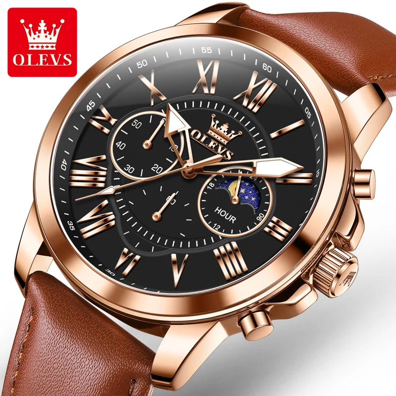 OLEVS 3632 Moonphase Men Watch Fashion Waterproof Luminous Timing Quartz Watch Casual Leather Strap Men'Top Luxury Brand Watch
OLEVS 3632 Moonphase Men Watch Fashion Waterproof Luminous Timing Quartz Watch Casual Leather Strap Men'Top Luxury Brand Watch