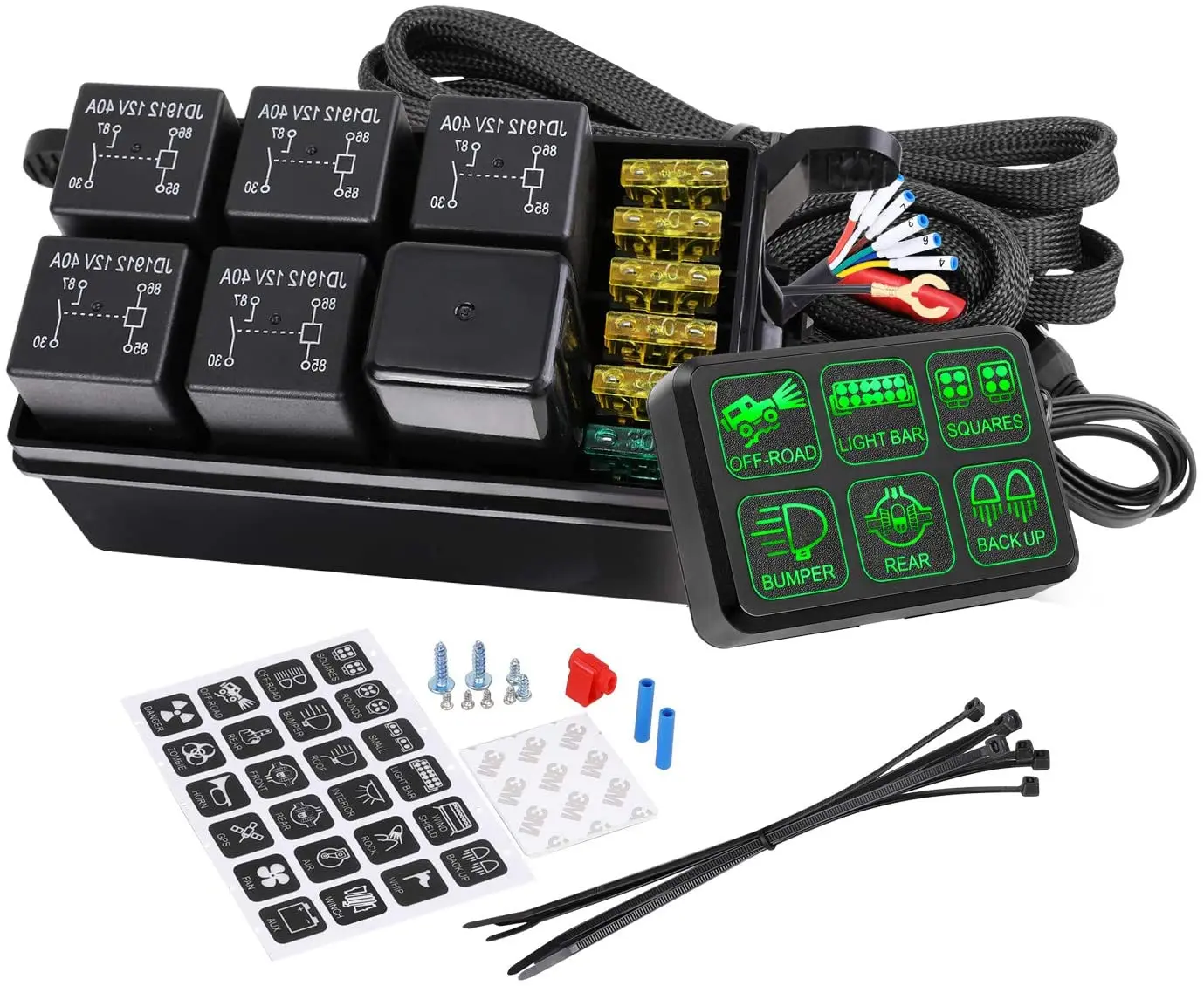 Universal Circuit Relay System 12V 6 Gang Green and Yellow Led Waterproof Car Relay Syste Switch Panel for Car
Universal Circuit Relay System 12V 6 Gang Green and Yellow Led Waterproof Car Relay Syste Switch Panel for Car