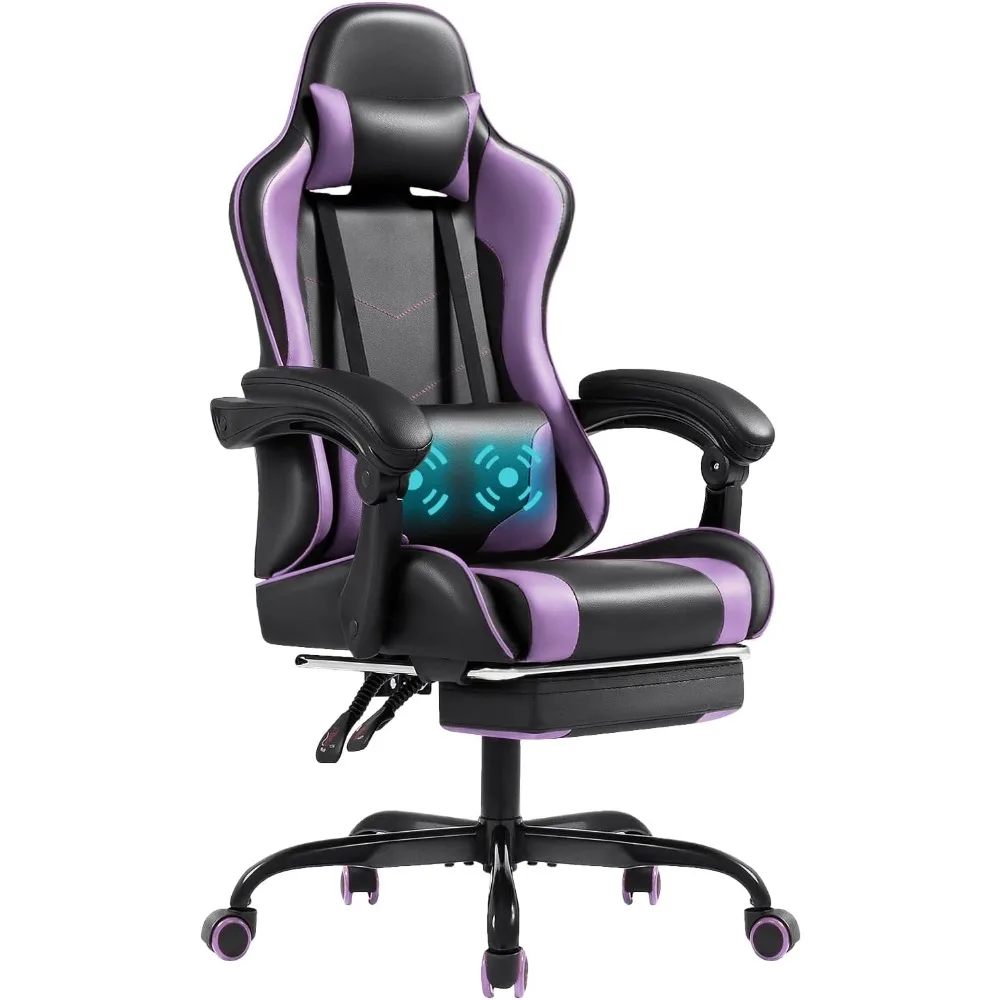 Gaming Chair with Footrest and Massage Lumbar Support, Computer Chairs, Video Racing Seat Height Adjustable with 360°Swivel and
Gaming Chair with Footrest and Massage Lumbar Support, Computer Chairs, Video Racing Seat Height Adjustable with 360°Swivel and