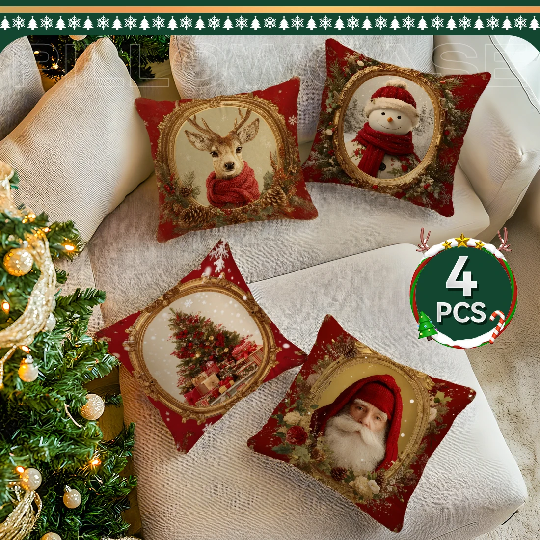 Retro framed Christmas elk Decorative Cushions Pillowcase Polyester Cushion Cover Throw Pillow Sofa Decoration Pillowcover
Retro framed Christmas elk Decorative Cushions Pillowcase Polyester Cushion Cover Throw Pillow Sofa Decoration Pillowcover