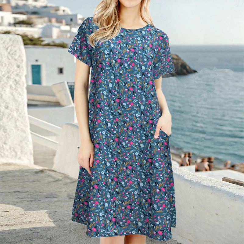 Plus-Size Women's Floral Print round Neck Short Sleeve Dress Loose Fit Fashionable Casual Home Wear Everyday Dress
Plus-Size Women's Floral Print round Neck Short Sleeve Dress Loose Fit Fashionable Casual Home Wear Everyday Dress