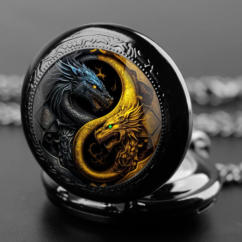 Yin-Yang Dragon Quartz Pocket Watch Vintage Men's Watch Women's Necklace Pendant Arabic Numerals Clock Gift Souvenirs Good Lucky
Yin-Yang Dragon Quartz Pocket Watch Vintage Men's Watch Women's Necklace Pendant Arabic Numerals Clock Gift Souvenirs Good Lucky
