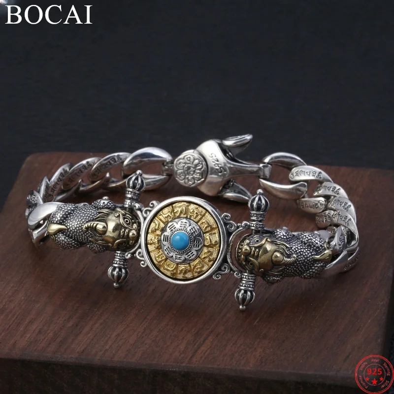 Мужские браслеты из серебра 925 пробы BOCAI, вращающаяся цепочка из кубинской цепи, 12 знаков зодиака, пиксиу, 6 символов
Мужские браслеты из серебра 925 пробы BOCAI, вращающаяся цепочка из кубинской цепи, 12 знаков зодиака, пиксиу, 6 символов