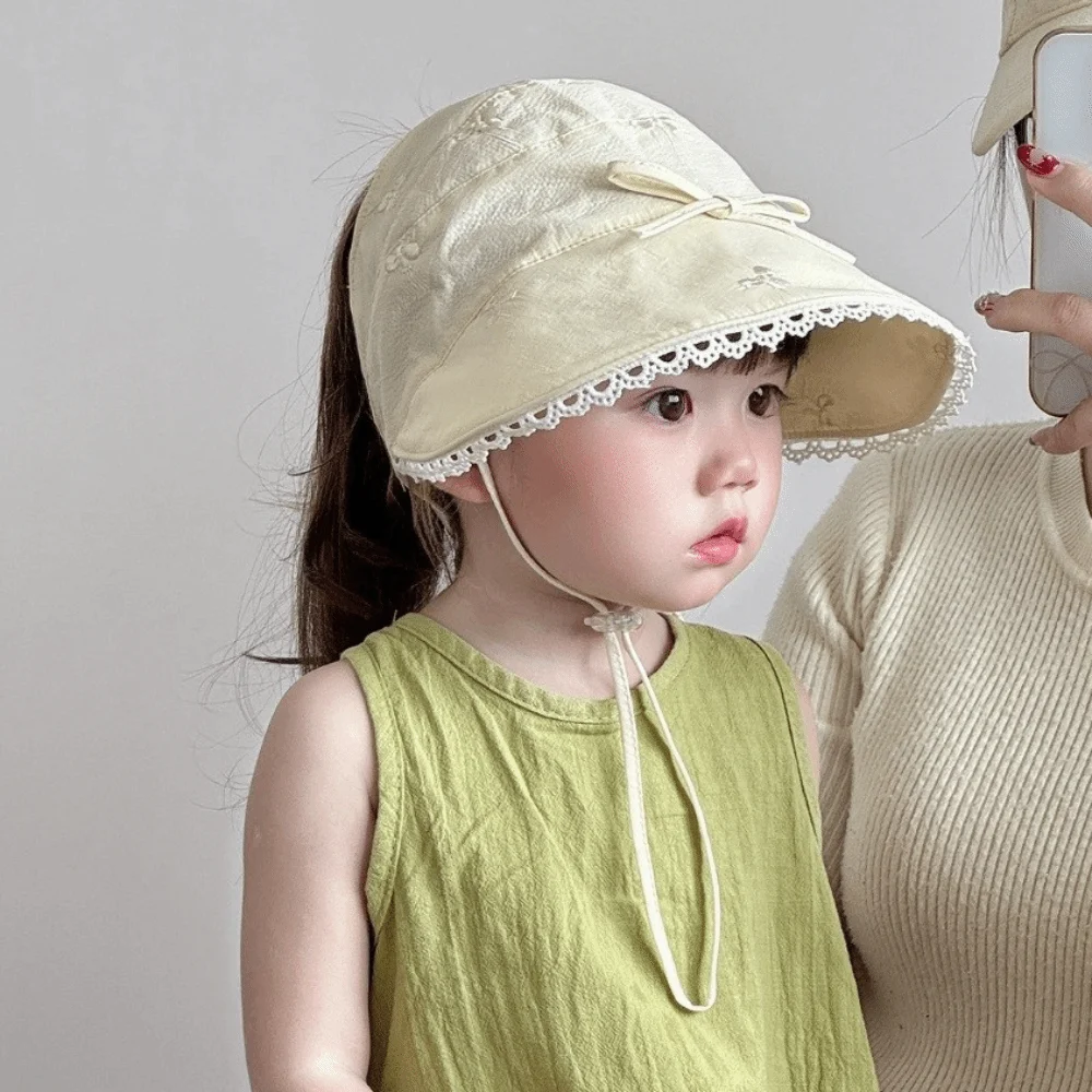 Korean Princess Lace Trim Empty Top Hat Cotton Thin Sun Protection Hat Bowknot Foldable Wide Brim Hat 3-8 Years Old Girls
Korean Princess Lace Trim Empty Top Hat Cotton Thin Sun Protection Hat Bowknot Foldable Wide Brim Hat 3-8 Years Old Girls