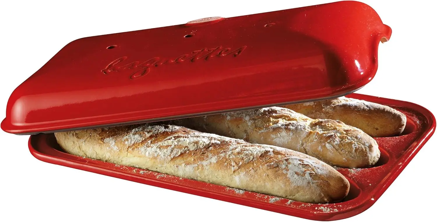French Baguette Baker in Burgundy, Natural Clay for Crispy Crust and Easy Baking
French Baguette Baker in Burgundy, Natural Clay for Crispy Crust and Easy Baking