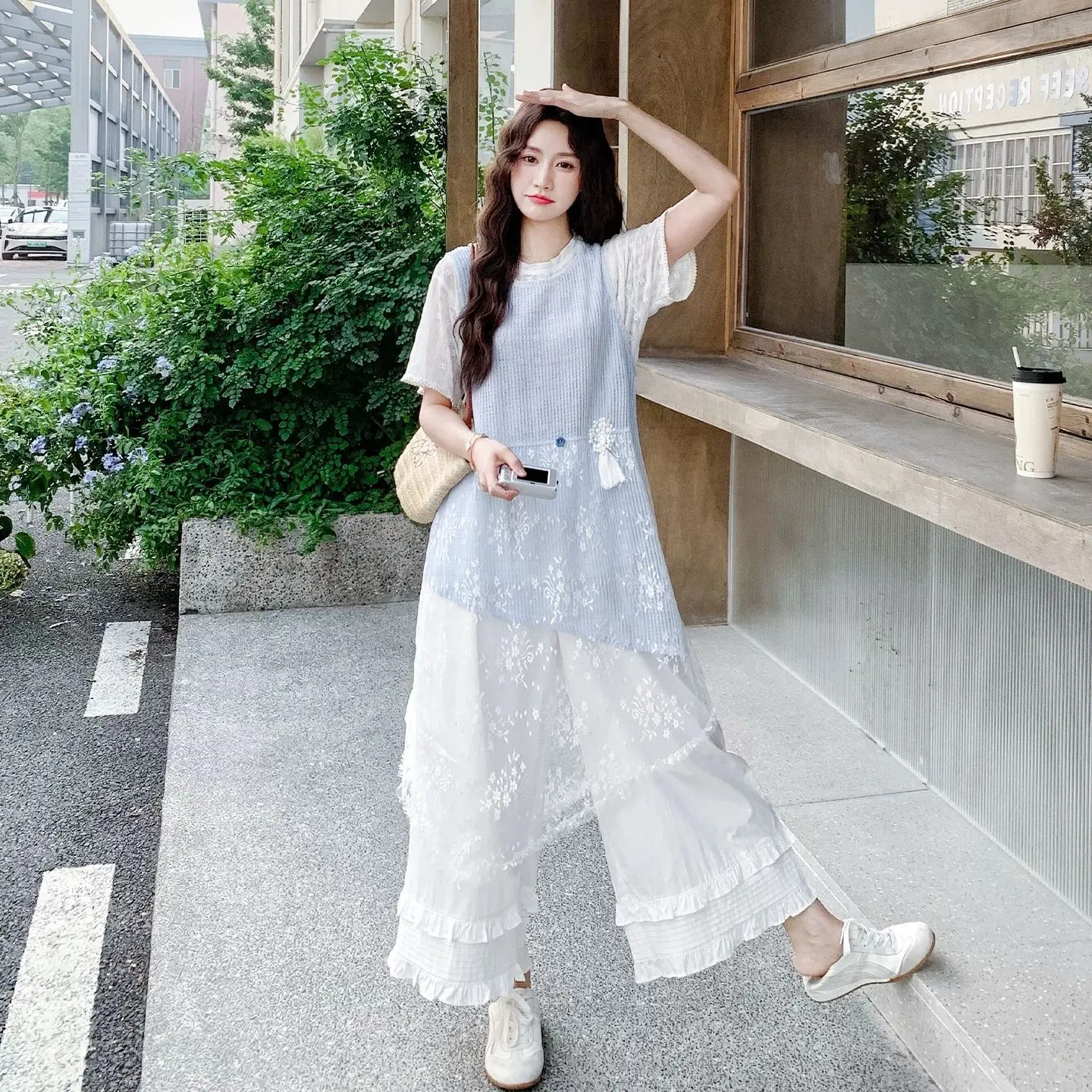 Outed Travel Outfit Looks Great and Age Reducing Forest Style Lace Top Wide Leg Pants Three Piece Set
Outed Travel Outfit Looks Great and Age Reducing Forest Style Lace Top Wide Leg Pants Three Piece Set