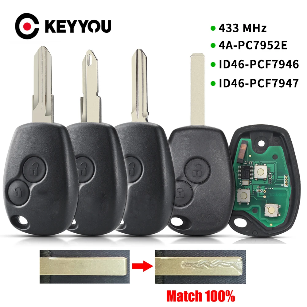 KEYYOU With Cutting Service 433Mhz ID46 / 4A Chip Remote Key For Renault Trafic Duster Master Modus Clio 3 Twingo Logan Kangoo
KEYYOU With Cutting Service 433Mhz ID46 / 4A Chip Remote Key For Renault Trafic Duster Master Modus Clio 3 Twingo Logan Kangoo