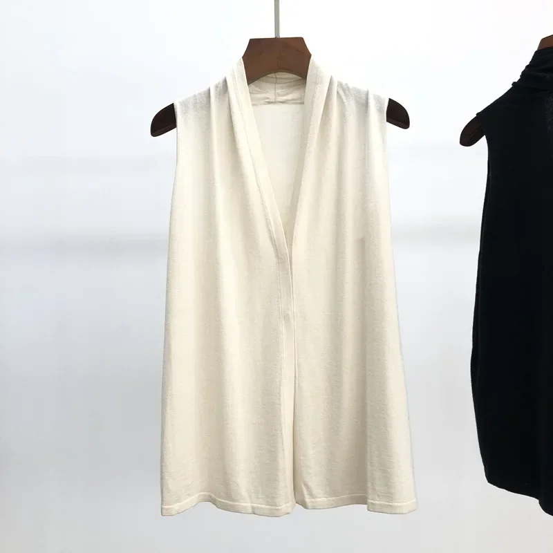 New High-end Vest Summer Casual Silk Cashmere Vest Sleeveless White Cardigan for Women
New High-end Vest Summer Casual Silk Cashmere Vest Sleeveless White Cardigan for Women
