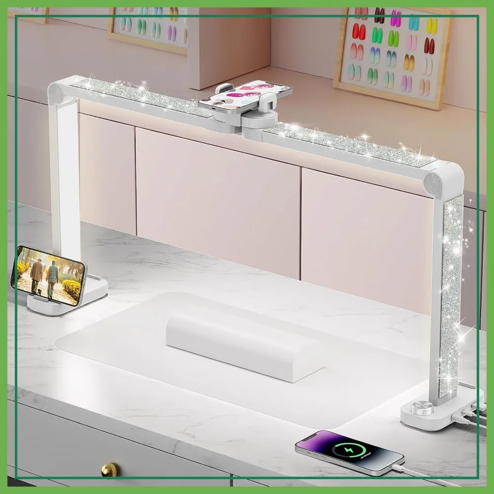 34" Nail Desk Lamp with Phone Stand, 0-100% Dimmable, 3000K-6000K Color Temp for Nail Tech, Tattoo, Beauty (Large)
34" Nail Desk Lamp with Phone Stand, 0-100% Dimmable, 3000K-6000K Color Temp for Nail Tech, Tattoo, Beauty (Large)