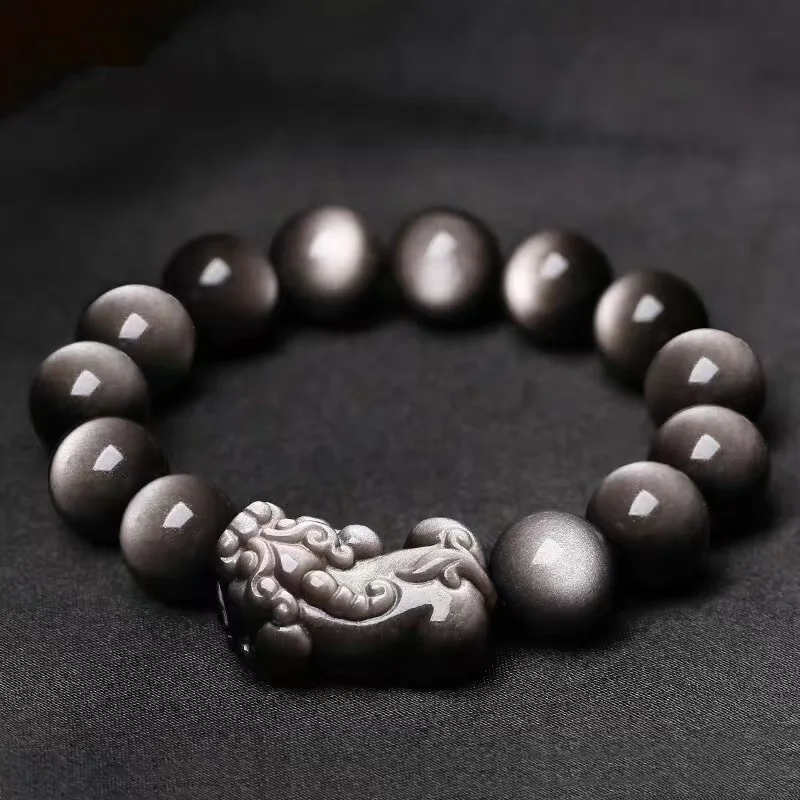 Natural Silver Obsidian Couple Single Circle Chinese Style Buddhist Bead Carved One Yuan Pixiu Bracelet For Men And Women Lucky
Natural Silver Obsidian Couple Single Circle Chinese Style Buddhist Bead Carved One Yuan Pixiu Bracelet For Men And Women Lucky