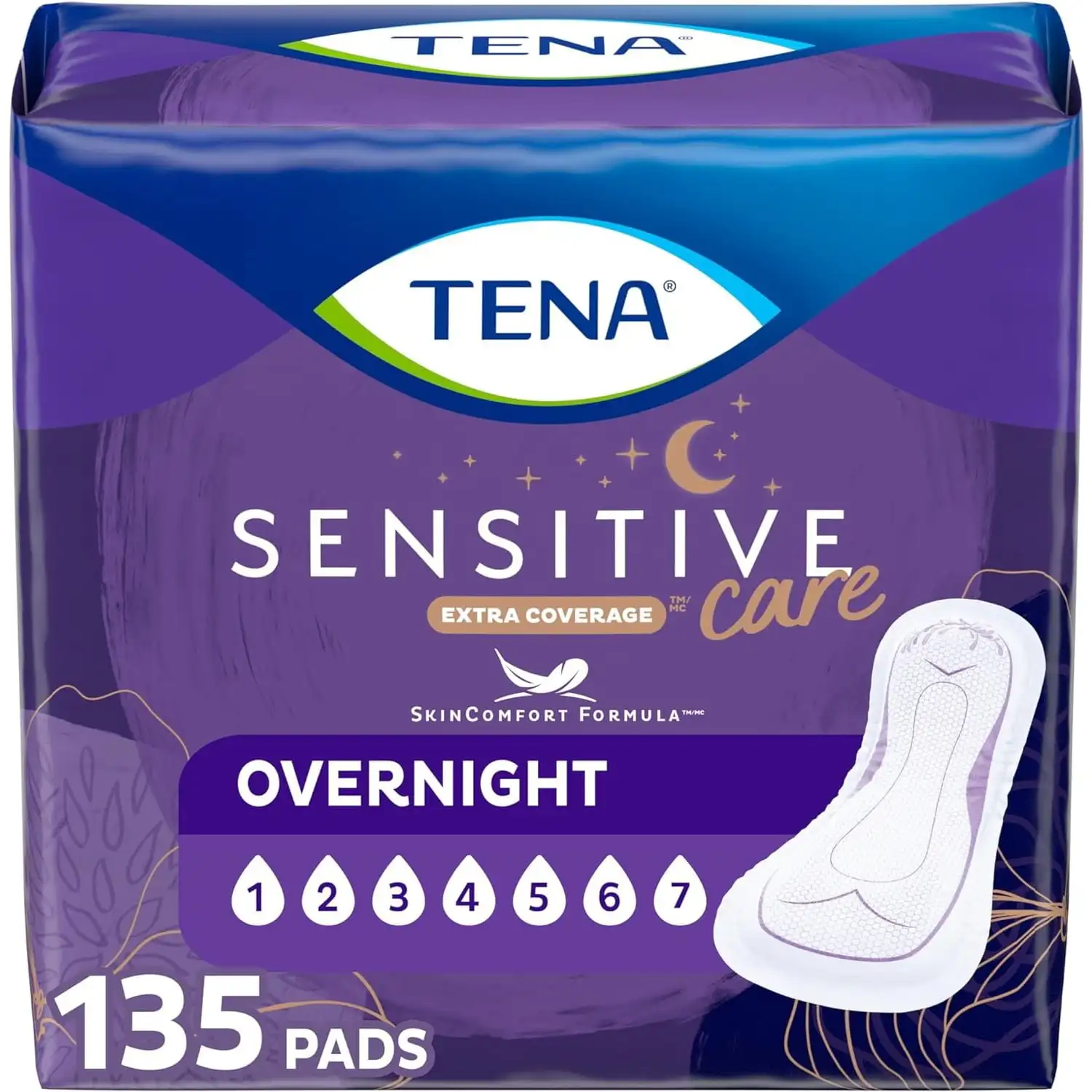 Tena Sensitive Care Extra Coverage Overnight Incontinence Pads for Women, 135 Count
Tena Sensitive Care Extra Coverage Overnight Incontinence Pads for Women, 135 Count