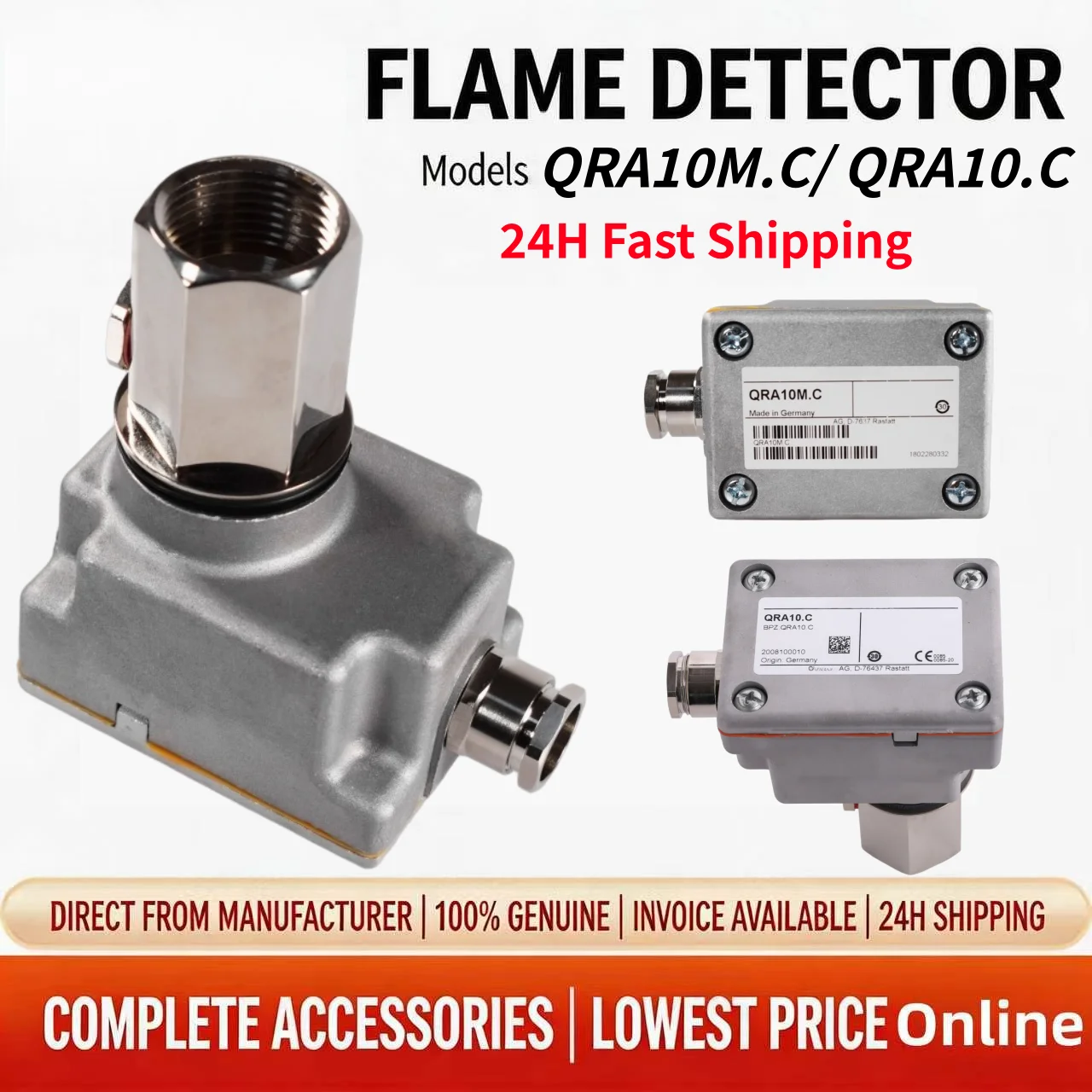 Industrial Burner Flame Photocell, QRA10.C QRA10M.C QRA10.KC UV Induction Fire Detector Replacement Parts, 24h Fast Shipping
Industrial Burner Flame Photocell, QRA10.C QRA10M.C QRA10.KC UV Induction Fire Detector Replacement Parts, 24h Fast Shipping