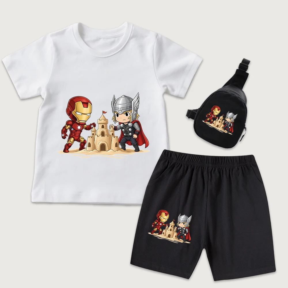 Детская хлопковая футболка с принтом Chibi Iron Man Thor Sandcastle, шорты, мини-сумка на грудь, комплект из 3 предметов для мальчиков и девочек, повседневная летняя одежда
Детская хлопковая футболка с принтом Chibi Iron Man Thor Sandcastle, шорты, мини-сумка на грудь, комплект из 3 предметов для мальчиков и девочек, повседневная летняя одежда