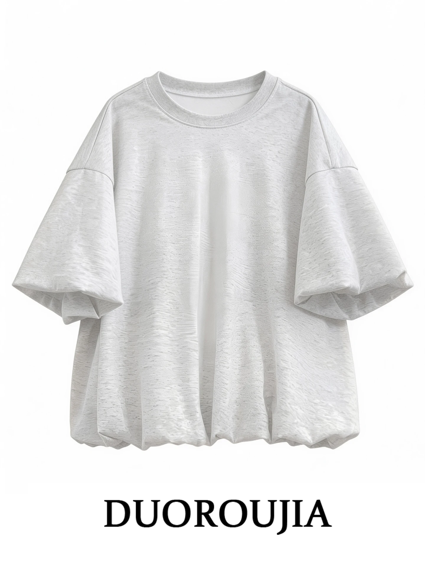 Loose Fit Bubble Sleeve T-Shirt Women's plus Size Korean Retro Style Casual Summer Top Flower Bud Design Comfortable Lazy Style
Loose Fit Bubble Sleeve T-Shirt Women's plus Size Korean Retro Style Casual Summer Top Flower Bud Design Comfortable Lazy Style