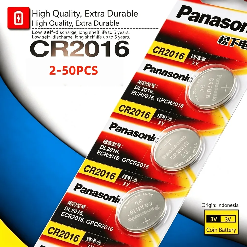 2-50PCS Original Panasonic CR2016 3V Lithium Battery For Watch Car Key Remote Control Watch Button Coins Cell
2-50PCS Original Panasonic CR2016 3V Lithium Battery For Watch Car Key Remote Control Watch Button Coins Cell
