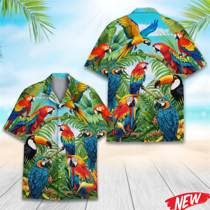 Colorful Parrot Hawaiian Shirt Men Fashion 3d Printed Animal Shirts Street Party Button Short Sleeve Tops Summer Beach Blouse
Colorful Parrot Hawaiian Shirt Men Fashion 3d Printed Animal Shirts Street Party Button Short Sleeve Tops Summer Beach Blouse