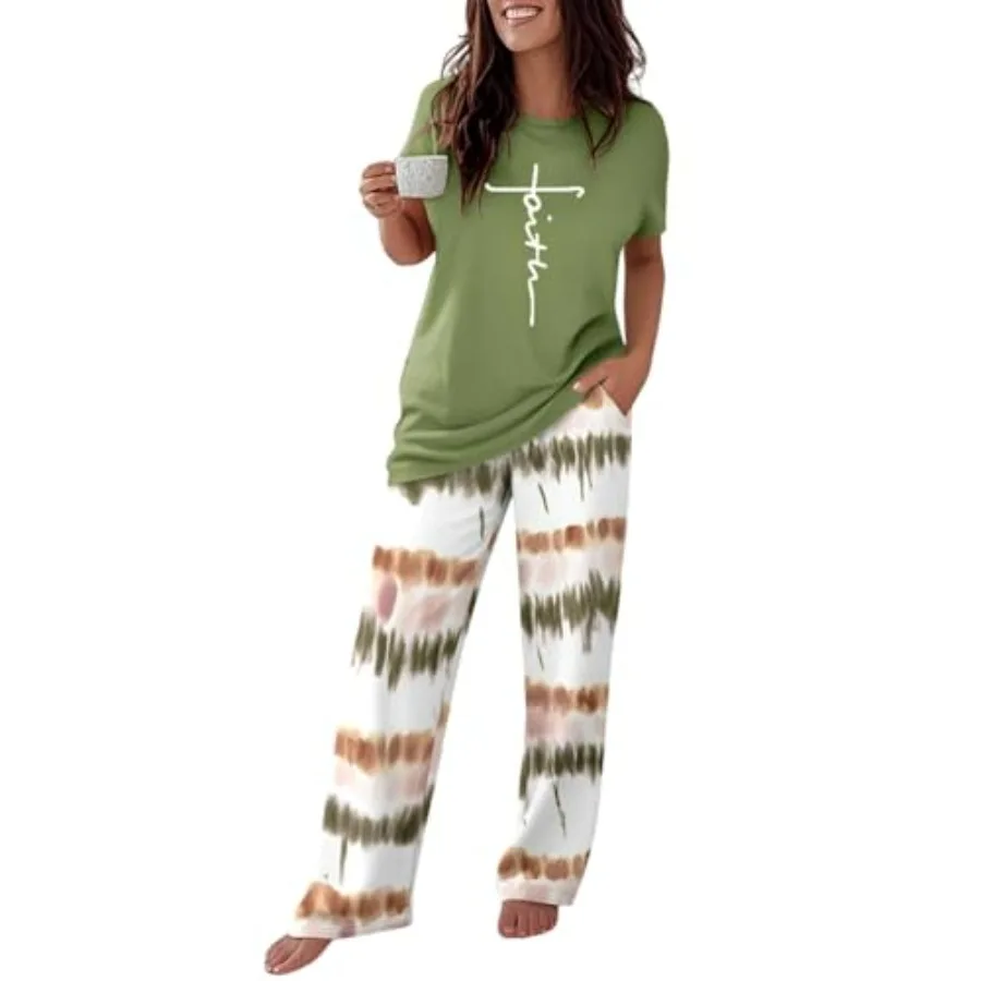 CHICME Womens Pajamas Sets 2 Pcs Short Sleeve Lounge Set Printed Loose Pants Pj Sets Loungewear Set
CHICME Womens Pajamas Sets 2 Pcs Short Sleeve Lounge Set Printed Loose Pants Pj Sets Loungewear Set