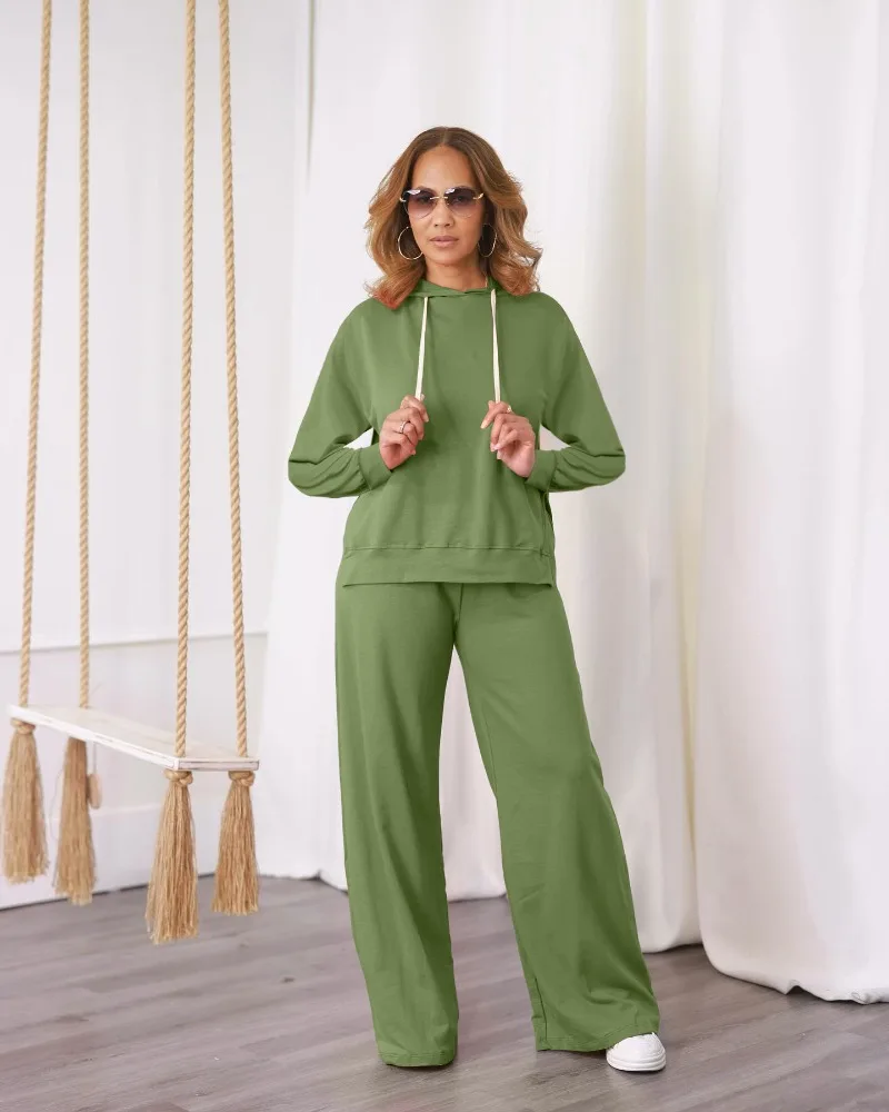 KEXU Active Wear Autumn Solid Women's Set Long Sleeve Hooded Sweater and Wide Leg Pants 2024 Two 2 Piece Sets Outfits Tracksuit
KEXU Active Wear Autumn Solid Women's Set Long Sleeve Hooded Sweater and Wide Leg Pants 2024 Two 2 Piece Sets Outfits Tracksuit