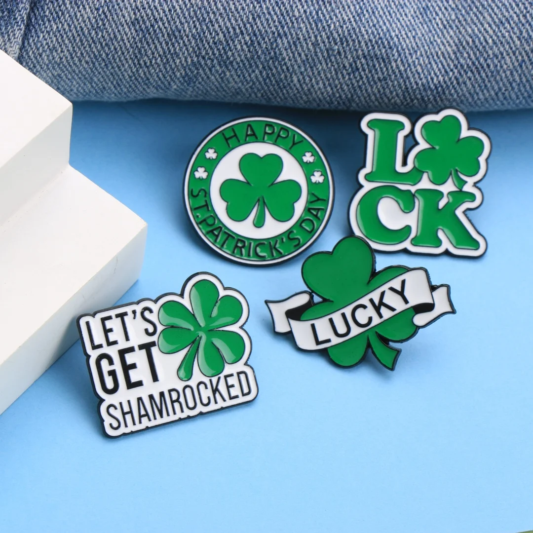 St. Patrick's Day Shamrock Enamel Lapel Pins, Lucky Green Clover Slogan Brooch Badges for Backpack Clothing DIY DecorAccessories
St. Patrick's Day Shamrock Enamel Lapel Pins, Lucky Green Clover Slogan Brooch Badges for Backpack Clothing DIY DecorAccessories