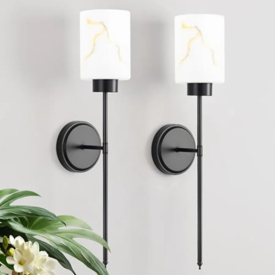Black Wall Sconces Set of 2 with Marble Glass Shade Modern Bathroom Vanity Light Fixtures for Bedroom Hallway Entryway Living R
Black Wall Sconces Set of 2 with Marble Glass Shade Modern Bathroom Vanity Light Fixtures for Bedroom Hallway Entryway Living R