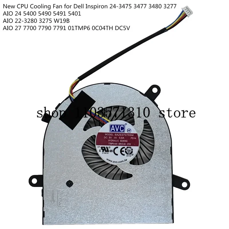 Новый вентилятор охлаждения процессора для Dell Inspiron 24-3475 3477 3480 3277 AIO 24 5400 5490 AIO 22-3280 W19B AIO 27 7700 01 TMP6 0 C04TH DC5V
Новый вентилятор охлаждения процессора для Dell Inspiron 24-3475 3477 3480 3277 AIO 24 5400 5490 AIO 22-3280 W19B AIO 27 7700 01 TMP6 0 C04TH DC5V