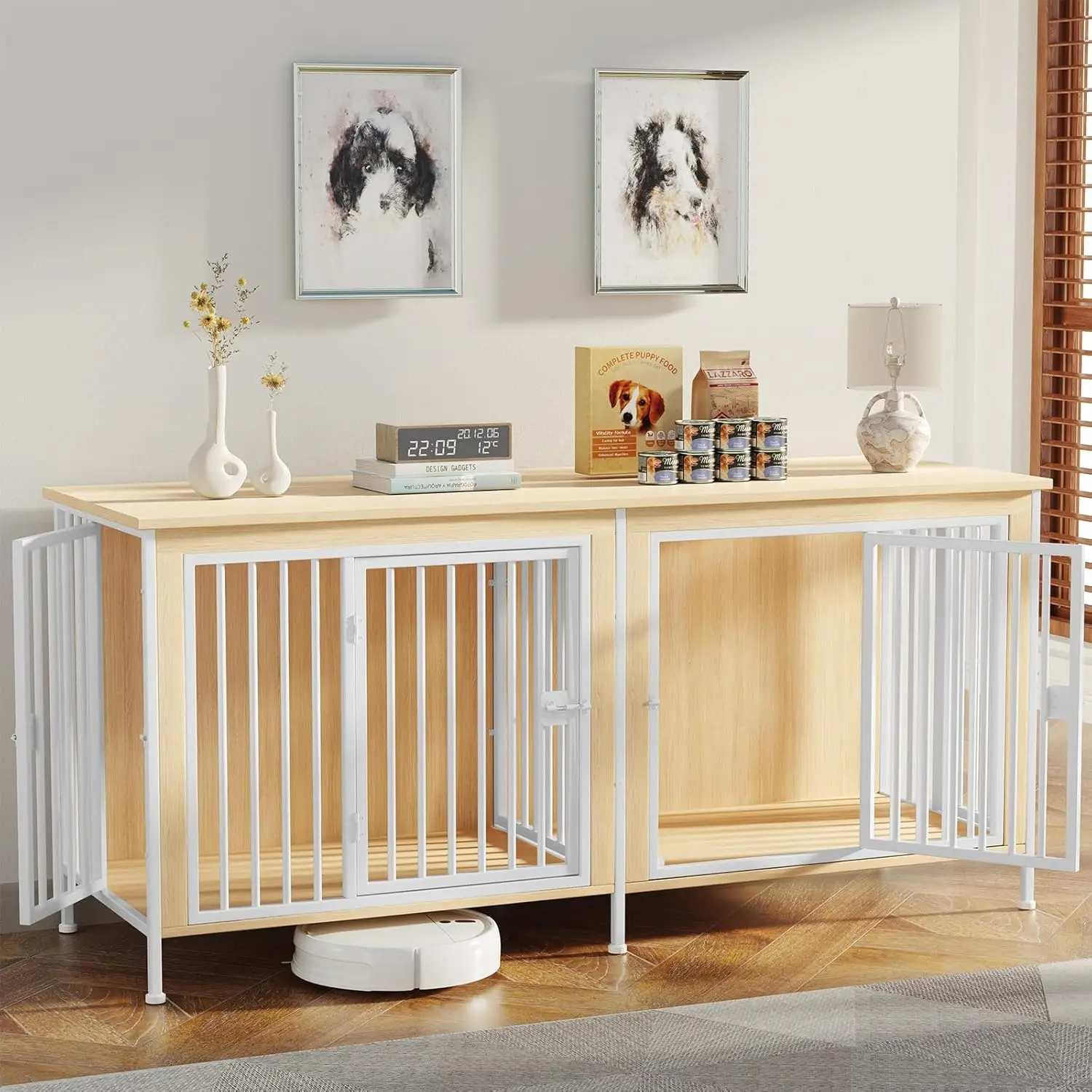 78" Dog Cage Furniture for 2 Dogs, Extra Large Double Dog Crate Furniture Large Breed, XXL Thick Wooden Dog Crate Furniture TV
78" Dog Cage Furniture for 2 Dogs, Extra Large Double Dog Crate Furniture Large Breed, XXL Thick Wooden Dog Crate Furniture TV