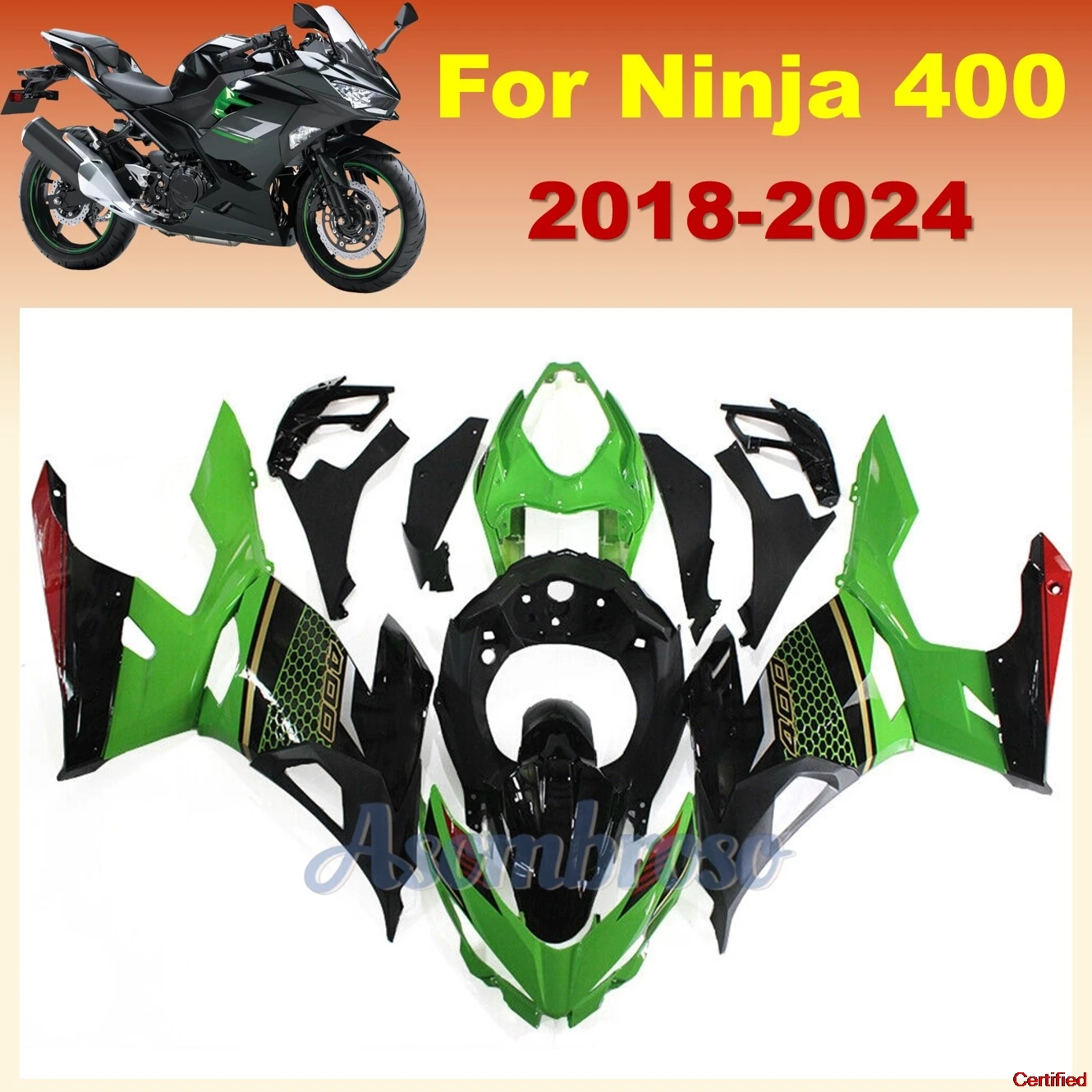 Fairing Kit for KAWASAKI NINJA400 2018 2019 2020 2022 2023 2024 EX400R 18-24 Green Black Motorcycle Component Fairings
Fairing Kit for KAWASAKI NINJA400 2018 2019 2020 2022 2023 2024 EX400R 18-24 Green Black Motorcycle Component Fairings