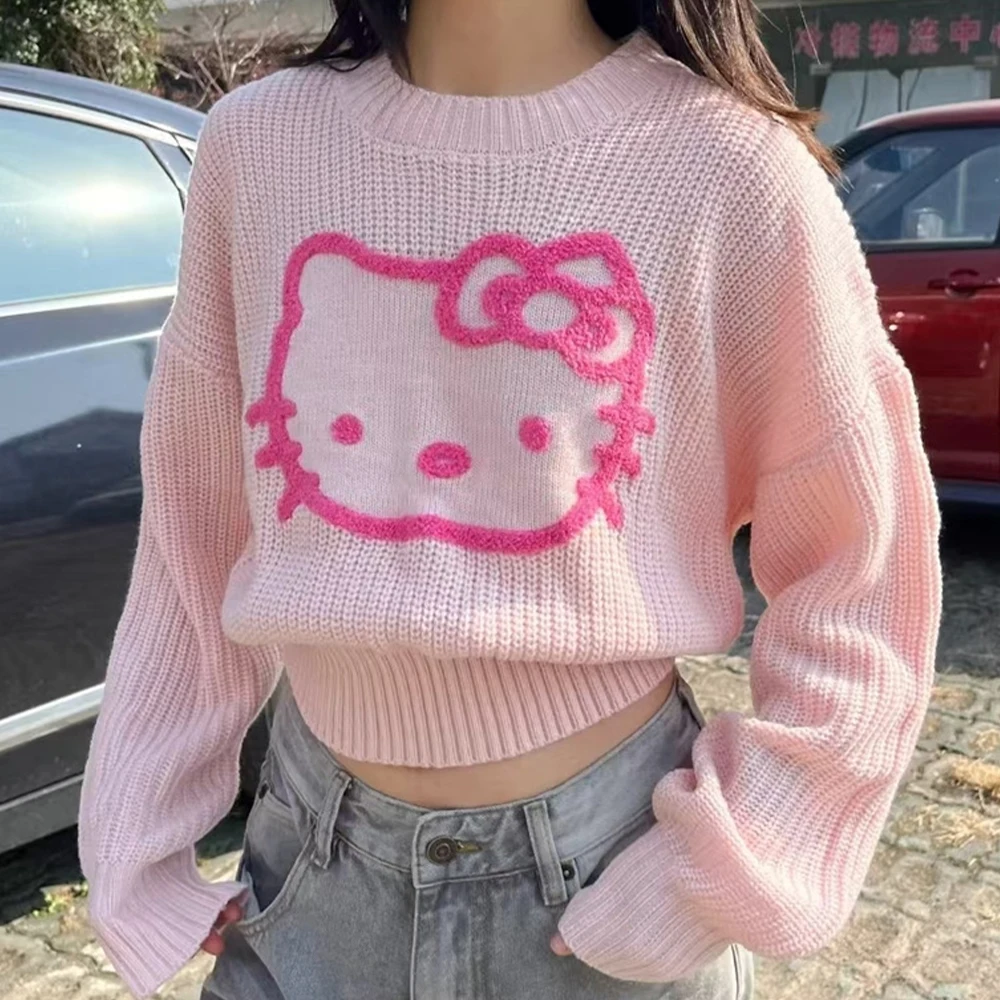 Милый свитер Hello Kitty, вязаные облегающие топы Sanrioed Hot Girls Y2K, универсальный аниме-осенний короткий топ с круглым вырезом Kt
Милый свитер Hello Kitty, вязаные облегающие топы Sanrioed Hot Girls Y2K, универсальный аниме-осенний короткий топ с круглым вырезом Kt