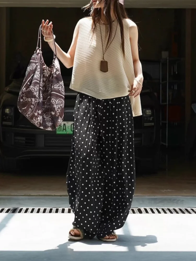 Polka Dot Wide Leg Pants Cute Chic Elastic Women's Waist Drawstring Polka Dot Trousers 2026 Lady Summer Casual Loungewear Pant
Polka Dot Wide Leg Pants Cute Chic Elastic Women's Waist Drawstring Polka Dot Trousers 2026 Lady Summer Casual Loungewear Pant