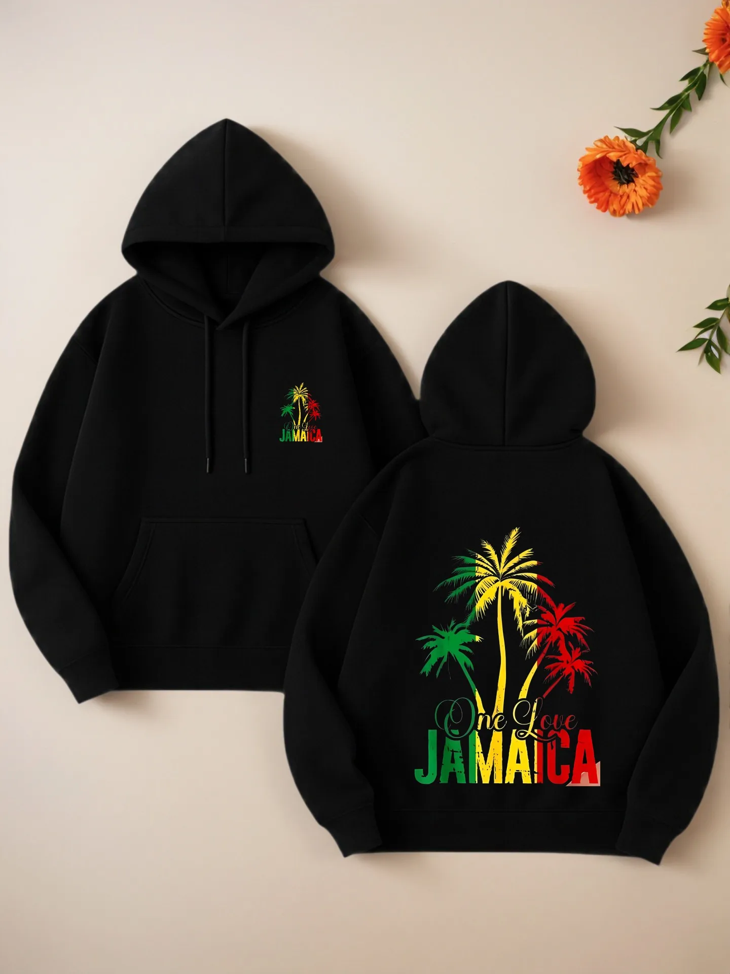 Jamaica Palm Tree Graphic Print Essential Hoodie, Casual Aesthetic Style, Fleece Lined, Vacation Outfit, For Men and Teens
Jamaica Palm Tree Graphic Print Essential Hoodie, Casual Aesthetic Style, Fleece Lined, Vacation Outfit, For Men and Teens
