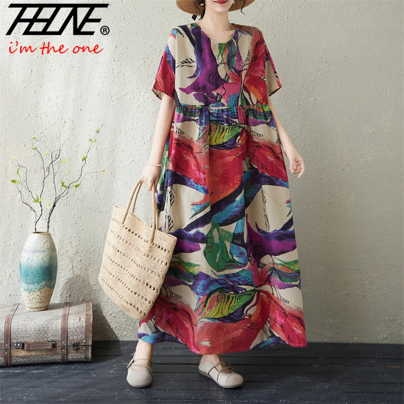 THHONE Fashion Summer Plus Size Long Maxi Dress Woman Loose Bohemian Print Floral Casual O Neck Short Sleeve Vestidos Feminino
THHONE Fashion Summer Plus Size Long Maxi Dress Woman Loose Bohemian Print Floral Casual O Neck Short Sleeve Vestidos Feminino
