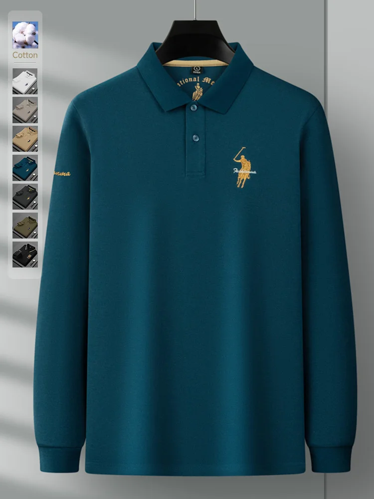 Autumn Winter Luxury Embroidery Men's Long-Sleeved Polo Shirt 100%Cotton Black Navy Blue Lapel Full-Sleeved Tops Brand Clothing
Autumn Winter Luxury Embroidery Men's Long-Sleeved Polo Shirt 100%Cotton Black Navy Blue Lapel Full-Sleeved Tops Brand Clothing